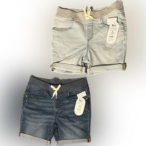 Wonder Nation Girls Pull-On Denim Bermuda Shorts, 2-Pack